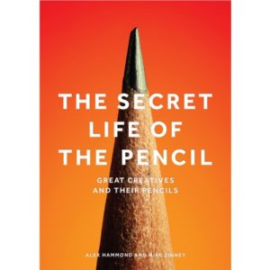 A book cover with an orange background and the words " the secret life of the pencil ".