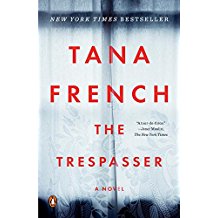 A book cover with the title of the trespasser.