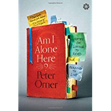 A book with the cover of an i alone here by peter orner.