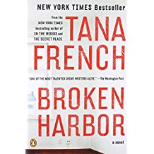 A book cover with the title of broken harbor.