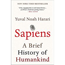 A book cover with the title sapiens.