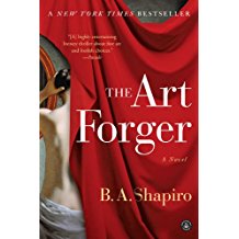 A book cover with the title of the art forger.