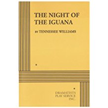 A yellow book cover with the title of the night of the iguana.