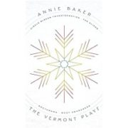 A white snowflake with yellow and blue lines on it.