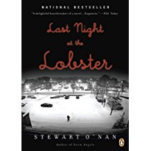 A book cover with the title of last night at the lobster.