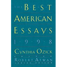 A book cover with the title of best american essays 1 9 9 8.