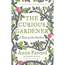 A book cover with a floral design and the title of the curious gardener.