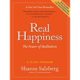 A book cover with an orange background and the words " real happiness ".