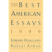 A book cover with the title of the best american essays 1 9 9 9.