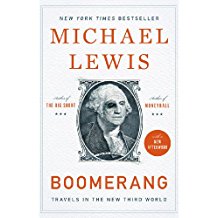 A book cover with an image of president michael lewis.