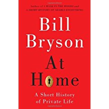 A book cover with the title of bill bryson at home.