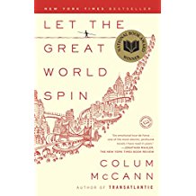 A book cover with the title of let the great world spin.