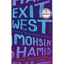 A book cover with the title of exit west.