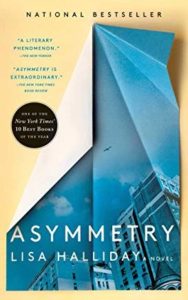 A book cover with the title of asymmetry.