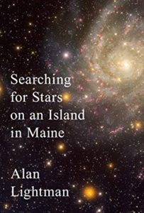 A book cover with the title of searching for stars on an island in maine.