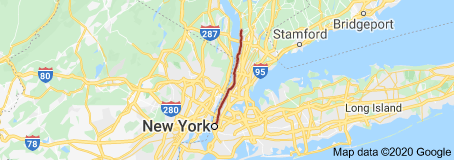 A map of new york with the road marked