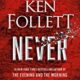 A book cover with the title of never.