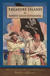 A book cover with two pirates on each side of the page.