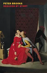 A painting of two people kissing in front of a mirror.