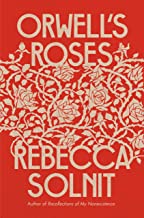 A red book cover with white flowers on it.