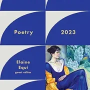 best american poetry 2023 A book cover with blue and yellow images.