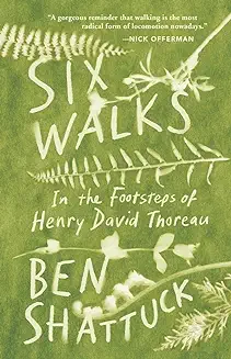 A book cover with leaves and the title of six walks.