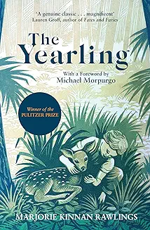 A book cover with the title of the yearling.